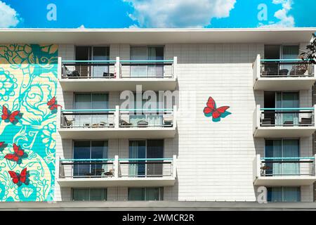 Butterfly themed apartments on Congress Street in downtown Tucson AZ Stock Photo