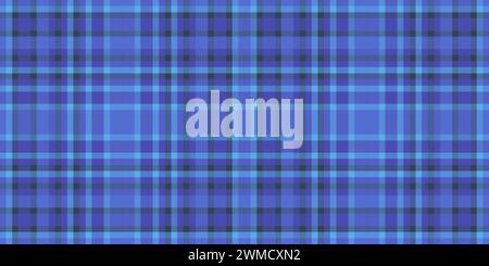 Tablecloth fabric seamless vector, multicolor pattern check texture. Many tartan plaid textile background in blue and cyan color. Stock Vector