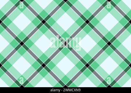 Textile fabric pattern of vector plaid seamless with a background tartan check texture in light and green colors. Stock Vector