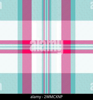 Living room texture pattern check, shop textile background vector. Stitched seamless tartan fabric plaid in white and teal colors. Stock Vector