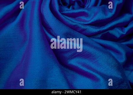 Close-up of luxurious royal blue silk fabric Stock Photo