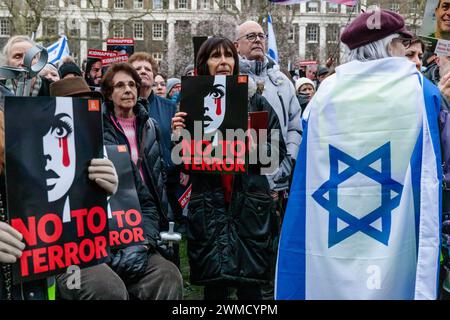 Tavistock Square, London, UK. 25th February 2024. On the site of one of London's worst terror attacks, the 7/7 bombing, Muslim leaders unite with the Oct 7 massacre survivors from the “NOVA” music festival to say 'No To Terror' Photo by Amanda Rose/Alamy Live News Stock Photo