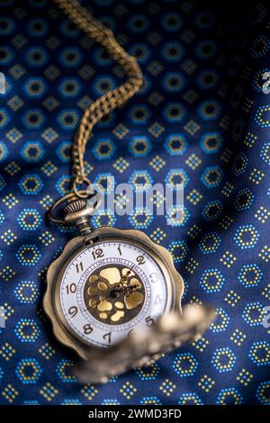 Still life of an old-fashioned pocket watch Stock Photo