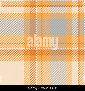 Colour pattern plaid check, light texture background textile. Harmony seamless tartan fabric vector in orange and light color. Stock Vector