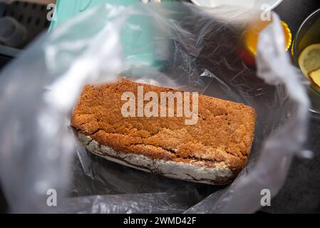 rye bread, sourdough, in a bag, straight from the bakery Stock Photo