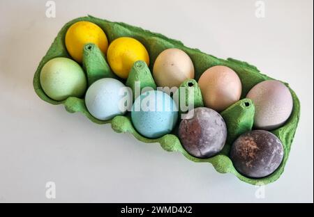 Naturally dyed Easter eggs in red wine Stock Photo