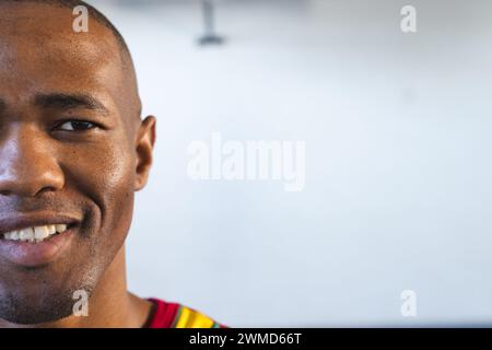 Close-up of an African American man smiling, with copy space Stock Photo