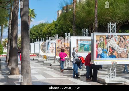 ALMERIA, SPAIN - 24 FEBRUARY 2024 Presentation of fifty life-size paintings that are replicas of the most important paintings in the collections of th Stock Photo