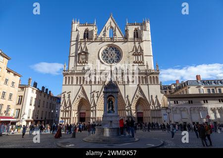 Cathédrale Saint-Jean-Baptiste de Lyon (Lyon Cathedral), France. Stock Photo