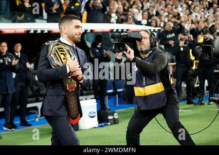 Madrid, Spain. 25th Feb, 2024. Ilia Topuria during the La Liga match between Real Madrid and Sevilla FC played at Santiago Bernabeu Stadium on February 25 2024 in Madrid, Spain. (Photo by Cesar Cebolla/PRESSINPHOTO) Credit: PRESSINPHOTO SPORTS AGENCY/Alamy Live News Stock Photo