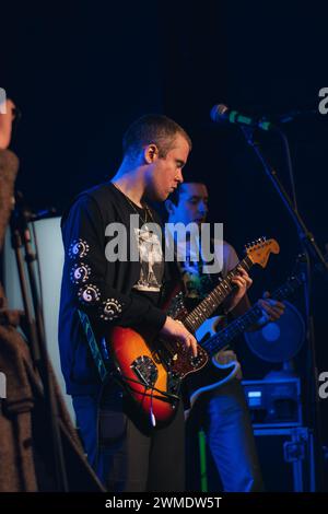 London punk band Rifle support The Chisel at their live set in The Globe at Cardiff Stock Photo