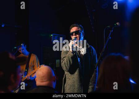 London punk band Rifle support The Chisel at their live set in The Globe at Cardiff Stock Photo