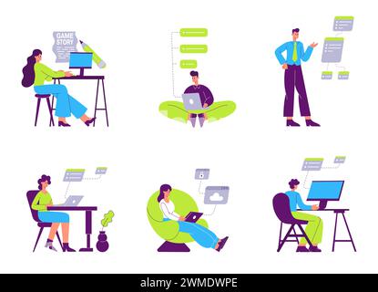 Programmers, web, software engineers and game designers Stock Vector