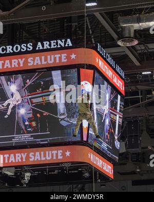 Rochester, New York, USA. 16th Feb, 2024. The Rochester Americans hosted the Wilkes Barre Scranton Penguins in an American Hockey League game at Blue Cross Arena in Rochester, New York. (Jonathan Tenca/CSM). Credit: csm/Alamy Live News Stock Photo