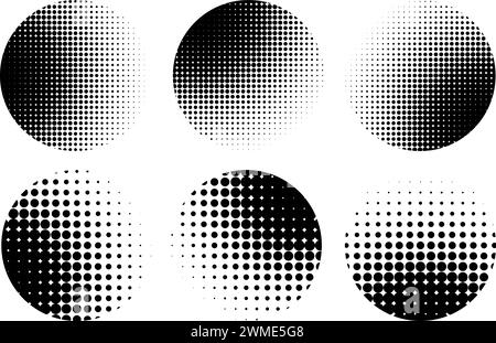 Halftone circle frame patterns. Logo design elements. Halftone circular ...