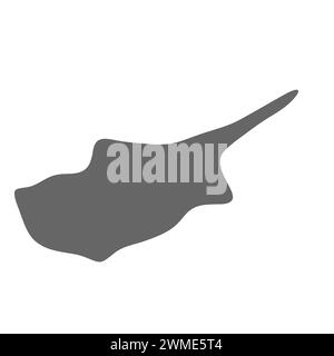 Cyprus country simplified map. Grey stylish smooth map. Vector icons isolated on white background. Stock Vector