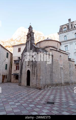 Kotor, Montenegro - FEB 14, 2024: The Church of St. Luke is a Serbian Orthodox Church in Boka Kotorska, Montenegro, built in 1195 during Stefan Nemanj Stock Photo