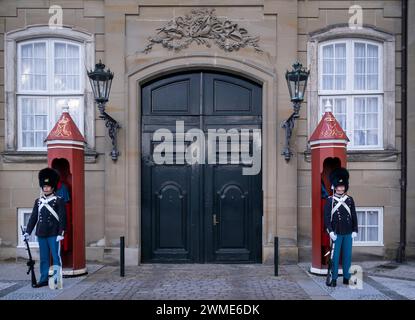 Royal Guards at The Amalienborg Palace, Copenhagen, Denmark, Europe Stock Photo