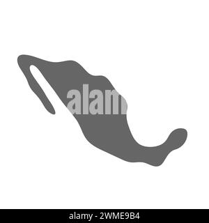 Mexico country simplified map. Grey stylish smooth map. Vector icons isolated on white background. Stock Vector