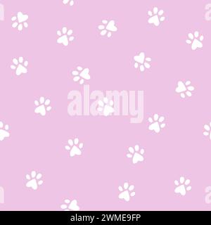Cat paw texture, little paws seamless pattern Stock Vector