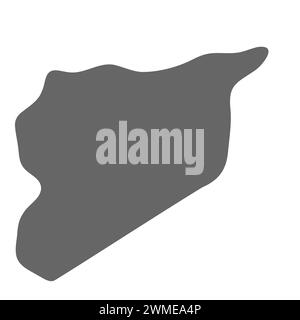 Syria country simplified map. Grey stylish smooth map. Vector icons isolated on white background. Stock Vector