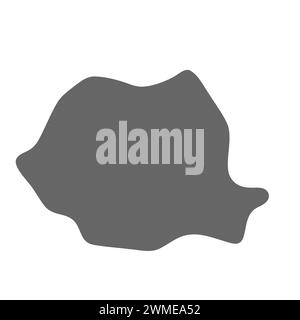 Romania country simplified map. Grey stylish smooth map. Vector icons isolated on white background. Stock Vector