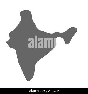 India simple map outline - smooth simplified country shape map vector ...