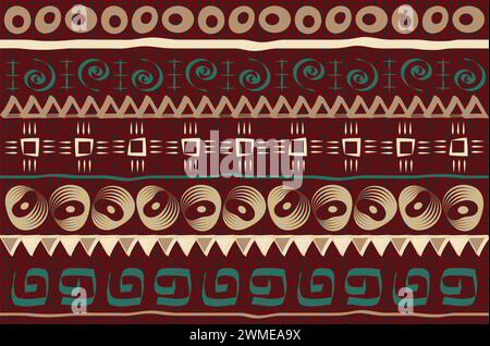 African Print fabric, Ethnic handmade ornament for your design, tribal pattern motifs geometric element. Vector background texture, afro textile Stock Vector