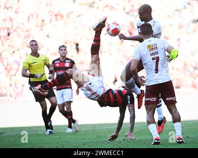 Rio de Janeiro-Brazil February 25, 2024, Brazil Football Championship, Flamengo and Fluminense at the Maracanã stadium Stock Photo