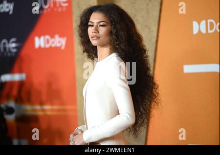 New York, USA. 25th Feb, 2024. Zendaya attends the New York Premiere of Warner Bros. 'Dune: Part Two' at Josie Robertson Plaza at Lincoln Center, New York, NY, February 25, 2024. (Photo by Anthony Behar/Sipa USA) Credit: Sipa USA/Alamy Live News Stock Photo