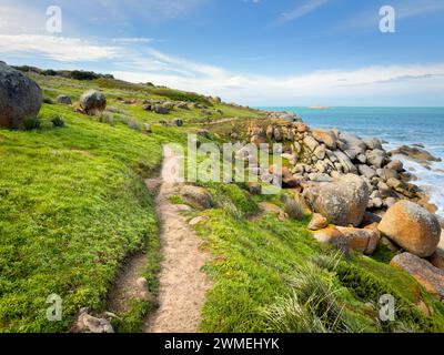 Landscape views of Granite Island in Victor Harbor on the Fleurieu Peninsula, South Australia Stock Photo