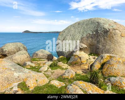 Landscape views of Granite Island in Victor Harbor on the Fleurieu Peninsula, South Australia Stock Photo