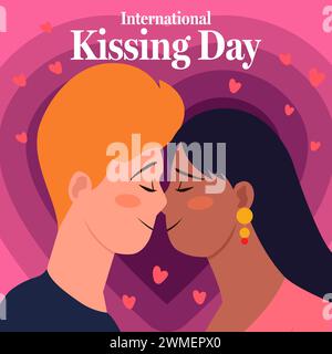 flat design international kissing day illustration vector Stock Vector