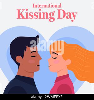 international kissing day illustration in flat design Stock Vector