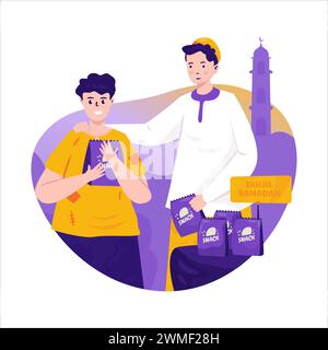 A muslim share Tajkil or food for iftar ramadan illustration Stock Vector
