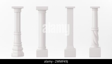 Ancient roman column made of white clay. Realistic 3d vector ...