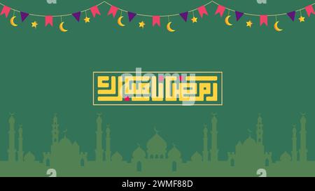 Ramadan Mubarak Greeting vector file in Arabic calligraphy with a classic style specially for Ramadan wishing and design for Muslim Stock Vector