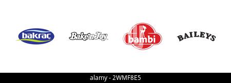 Bambi,Bakrac,Bake''nJoy,Bailey''s,Popular brand logo collection Stock Vector