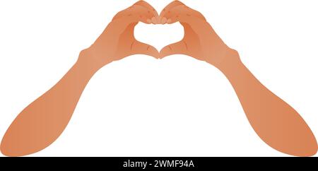 Two hands making a heart shape. Heart shaped hand gesture isolated on white background. Vector illustration. Stock Vector