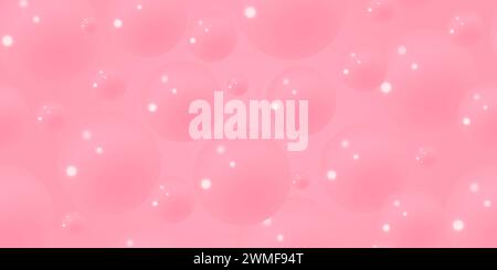 A pink background with bubbles on it. Abstract bubble background. 3d texture of liquid with blobs. Seamless pattern. Vector illustration. Stock Vector