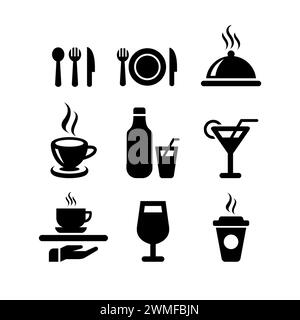 Food and Drink Icon Set. restaurant icon Stock Vector