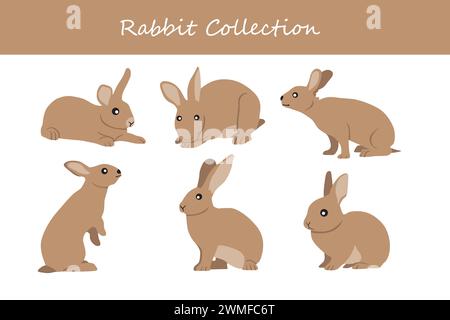 Rabbit vector set. Cute cartoon hare. Vector illustration Stock Vector
