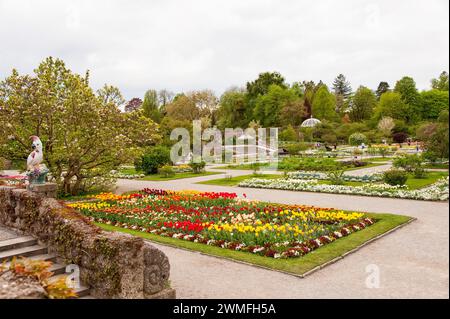 Botanical Garden, spring flowers, visitors, Munich, Bavaria, Germany Stock Photo