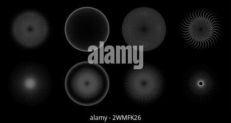 Circle dotted frames. Gradient halftone dots pattern shapes, dot spray ...