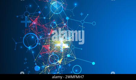 Abstract geometric vector background. Technology or science concept. Plexus effect. Stock Vector