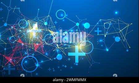Abstract geometric vector background. Technology or science concept. Plexus effect. Stock Vector