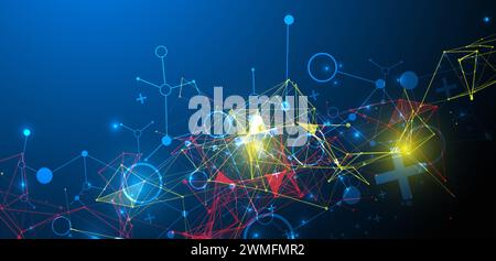 Abstract geometric vector background. Technology or science concept. Plexus effect. Stock Vector