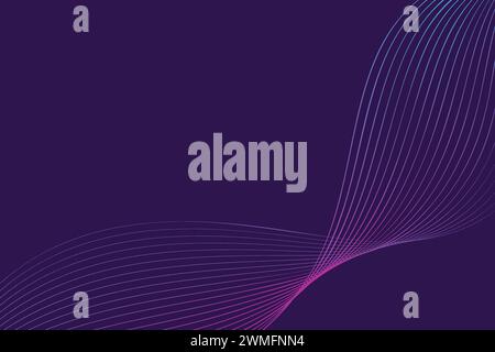 A purple abstract background is filled with dynamic lines in various shades, creating a sense of movement and energy. The lines intersect and overlap, adding depth and complexity to the composition Stock Vector