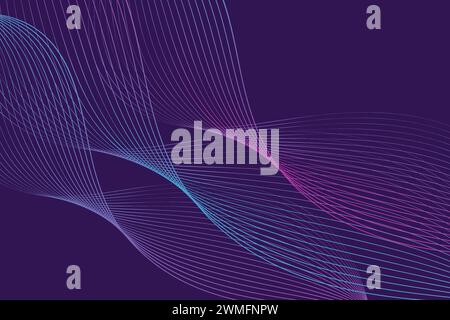 A colorful backdrop featuring vibrant shades of purple and blue with intersecting lines creates a dynamic and mesmerizing pattern. The lines add a sense of movement and energy to the composition Stock Vector