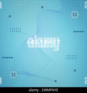 Futuristic light blue abstract background with lines and shadow, geometric shape overlap layers, graphic pattern banner template design Stock Vector